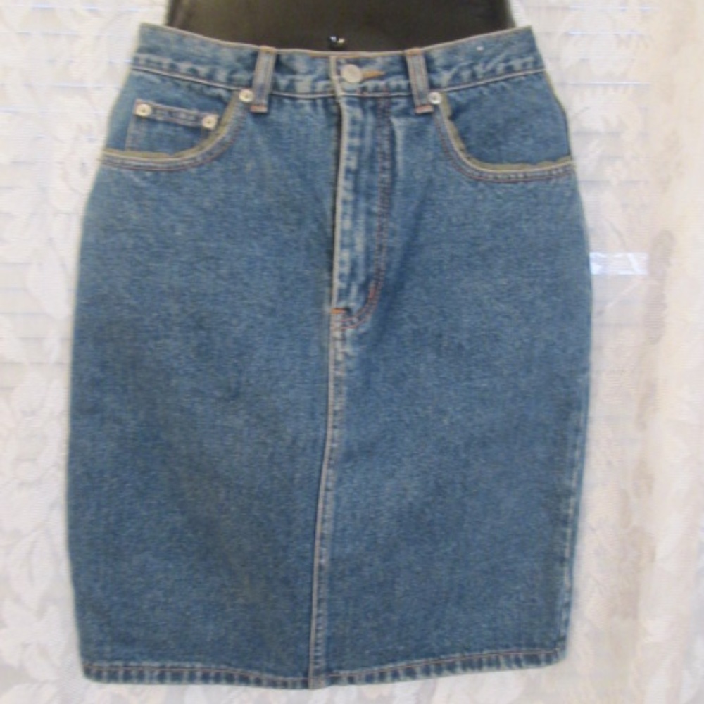 Vintage Jordache 80s Pencil Jean Skirt Hippie